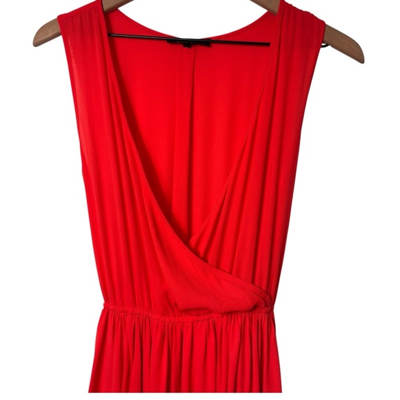 OLIVACEOUS RED ORANGE WOMEN LONG MAXI V-NECK DRESS SIZE MEDIUM POLYESTER - Picture 3 of 5